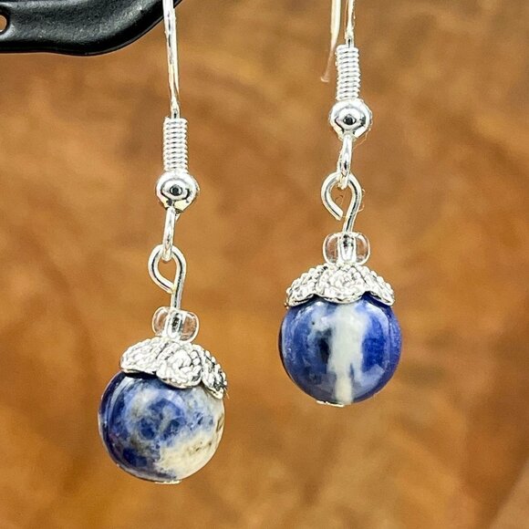 Artisan Jewelry - Sodalite Drop Earrings | Handcrafted with Sterling Silver